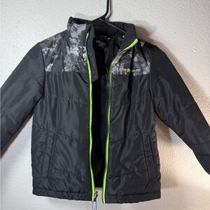 ZeroXposur Black and Neon Green Kids Puffer Jacket